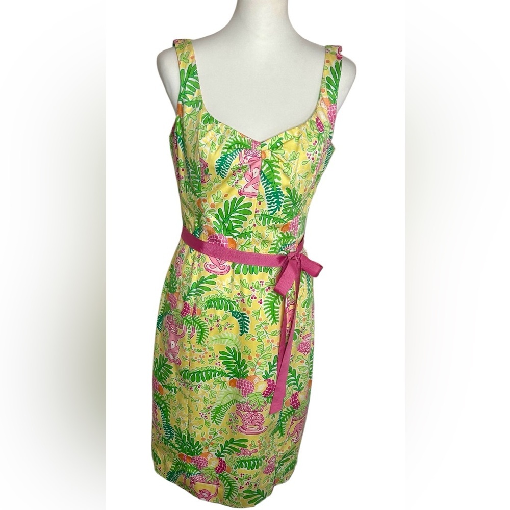 Lilly Pulitzer VINTAGE Miranda Monkey Sheath Dress EUC Sz 8 Wedding Guest